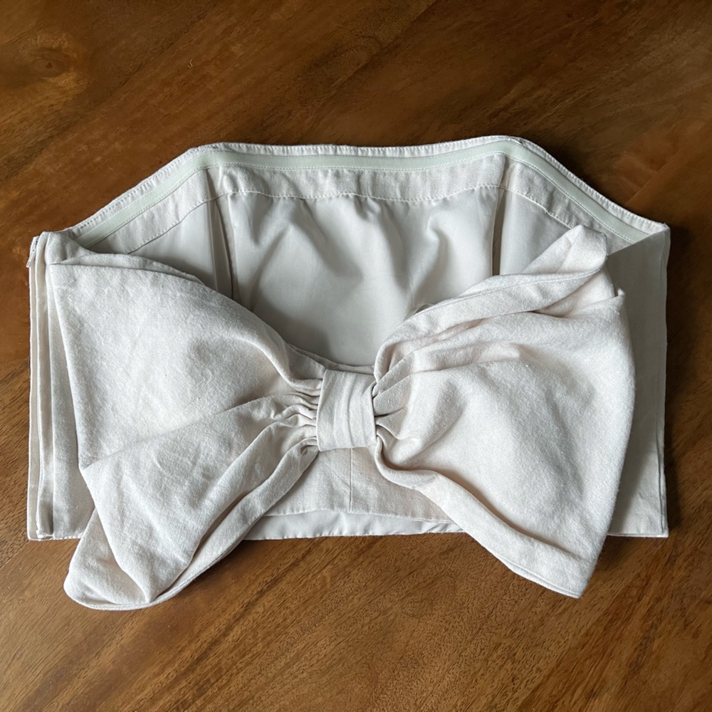Anthropologie Cream Linen Crop Top Size 10